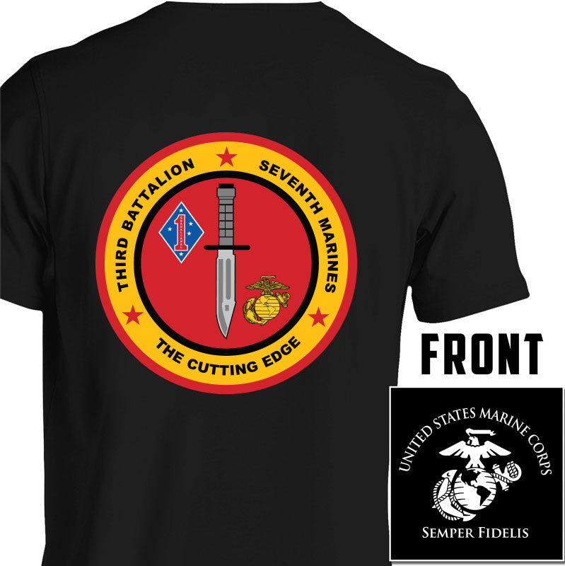 3/7 unit t-shirt, 3rd battalion 7th marines unit t-shirt, usmc unit t-shirt, usmc custom unit gear