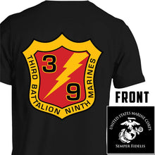 Load image into Gallery viewer, 3rd Bn 9th Marines USMC Unit T-Shirt, 3rd Bn 9th Marines, USMC gift ideas for men, Marine Corp gifts men or women 
