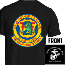 Load image into Gallery viewer, 2nd Bn 4th Marines Unit Logo Black Short Sleeve  T-Shirt
