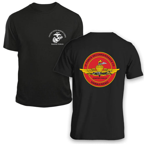 4th Force Reconnaissance Company Unit Logo Black Short Sleeve T-Shirt