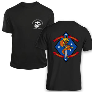 1st Battalion 4th Marines Unit Logo Black Short Sleeve T-Shirt