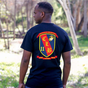 CLB-11 USMC Unit T-Shirt, CLB-11 logo, USMC gift ideas for men, Marine Corp gifts men or women CLB-11 Combat Logistics Battalion 11 black