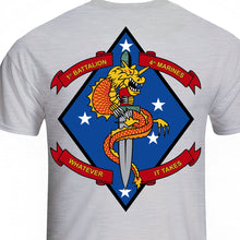 Load image into Gallery viewer, 1st Battalion 4th Marines Unit Logo Heather Grey Short Sleeve T-Shirt
