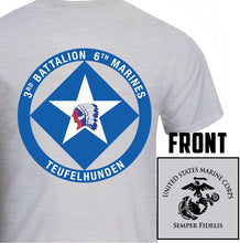 Load image into Gallery viewer, 3rd Bn 6th Marines USMC Unit T-Shirt, 3rd Bn 6th Marines logo, USMC gift ideas for men, Marine Corp gifts men or women 3rd Bn 6th Marines 3d Bn 6th Marines grey
