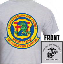 Load image into Gallery viewer, 2nd Bn 4th Marines Unit Logo Heather Grey Short Sleeve  T-Shirt
