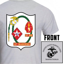Load image into Gallery viewer, 1st Bn 6th Marines USMC Unit T-Shirt, 1st Bn 6th Marines logo, USMC gift ideas for men, Marine Corp gifts men or women gray

