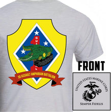 Load image into Gallery viewer, 3rd AABN USMC Unit T-Shirt, 3rd AABN logo, USMC gift ideas for men, Marine Corp gifts men or women 3rd AABN 3rd Assault Amphibian Battalion gray
