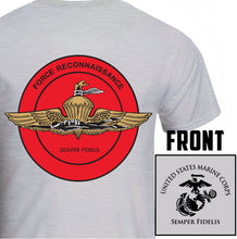 Load image into Gallery viewer, Force Reconnaissance USMC Unit T-Shirt, Force Reconnaissance logo, USMC gift ideas for men, Marine Corp gifts men or women Force Reconnaissance
