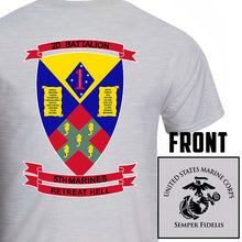Load image into Gallery viewer, 2dBn 5th Marines USMC Unit T-Shirt, 2ndBn 5th Marines logo, USMC gift ideas for men, Marine Corp gifts men or women 2nd Bn 5th Marines, Second Battalion Fifth Marines
