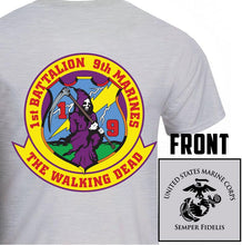 Load image into Gallery viewer, 1st Bn 9th Marines USMC Unit T-Shirt, 1st Bn 9th Marines logo, USMC gift ideas for men, Marine Corp gifts men or women
