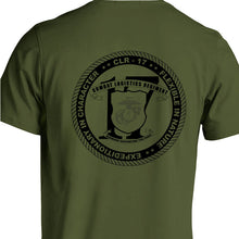 Load image into Gallery viewer, Combat Logistics Regiment Unit Logo OD Green Short Sleeve T-Shirt
