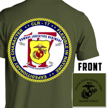 Load image into Gallery viewer, Combat Logistics Regiment-17 (CLR-17) Unit Logo OD Green Short Sleeve T-Shirt

