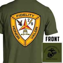 Load image into Gallery viewer, 2nd Bn 9th Marines USMC Unit T-Shirt, 2nd Bn 9th Marines logo, USMC gift ideas for men, Marine Corp gifts men or women
