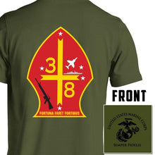 Load image into Gallery viewer, 3rd Bn 8th Marines USMC Unit T-Shirt, 3rd Bn 8th Marines, USMC gift ideas for men, Marine Corp gifts men or women od green pt shirt
