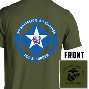 3rd Bn 6th Marines USMC Unit T-Shirt, 3rd Bn 6th Marines logo, USMC gift ideas for men, Marine Corp gifts men or women 3rd Bn 6th Marines 3d Bn 6th Marines green pt shirt