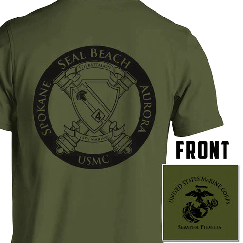 5th Bn 14th Marines USMC Unit T-Shirt OD Green