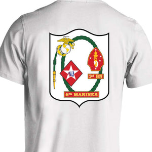 1st Bn 6th Marines USMC Unit T-Shirt, 1st Bn 6th Marines logo, USMC gift ideas for men, Marine Corp gifts men or women 