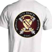 Load image into Gallery viewer, 5th Bn 14th Marines USMC Unit Long Sleeve T-Shirt, 5th Bn 14th Marines, USMC unit gear, 5th Bn 14th Marines logo, 5th Battalion 14th Marines logo, USMC gift ideas for men, Marine Corp gifts white
