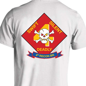 4th Reconnaissance Battalion Marines Unit Logo White Short Sleeve T-Shirt