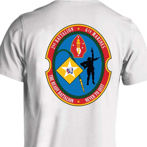2nd Bn 6th Marines USMC Unit T-Shirt, 2nd Bn 6th Marines logo, USMC gift ideas for men, Marine Corp gifts men or women 2nd Bn 6th Marines 2d Bn 6th Marines white