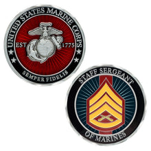 Load image into Gallery viewer, USMC Staff Sergeant Coin, USMC SSgt Coin, Staff Sergeant Of Marines, USMC Rank Coin
