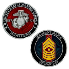 Load image into Gallery viewer, USMC SgtMaj Coin, Sergeant Major of Marines, USMC Rank Coin, SgtMaj Rank Coin, USMC SgtMaj Coin
