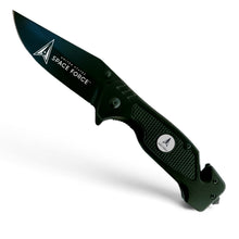 Load image into Gallery viewer, Black Space Force Folding Elite Tactical Knife - Spring Assisted USSF Rescue Knife

