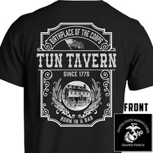 Load image into Gallery viewer, Tun Tavern, Born in a bar, USMC tun tavern t-shirt
