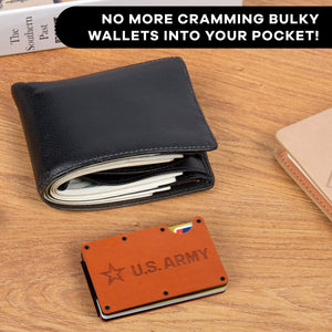 Leather Army RFID Blocking Metal Wallet