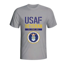 Load image into Gallery viewer, USAF Veteran T-Shirt, Grey Air Force T-Shirt, Fly Fight Win T-Shirt, USAF Aim High, United States Air Force
