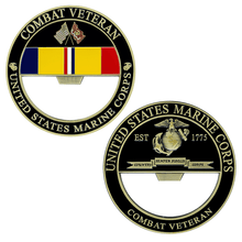 Load image into Gallery viewer, USMC Combat Veteran Bottle Opener, USMC Combat Veteran Bottle Opener Coin, USMC Combat Vet, Combat Vet Coin, Combat Veteran Bottle Opener, USMC Combat Veteran, Marine Corps Combat Veteran Gifts
