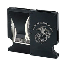 Load image into Gallery viewer, USMC Metal Wallet RFID blocking metal wallet with money clip marine Corp gifts
