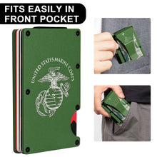 Load image into Gallery viewer, OD Green Marine Corps USMC RFID Blocking Metal Wallet
