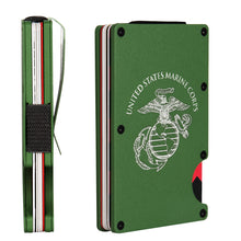 Load image into Gallery viewer, OD Green Marine Corps USMC RFID Blocking Metal Wallet
