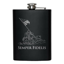 Load image into Gallery viewer, 8oz USMC Marine Corps Flask Matte Black 

