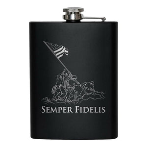 8oz USMC Marine Corps Flask Matte Black 