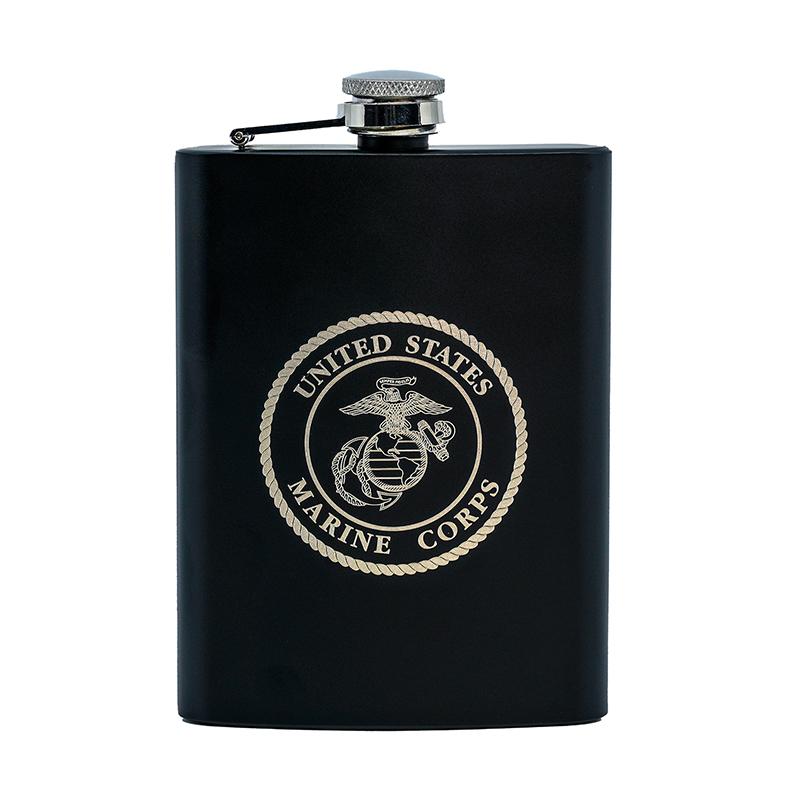 8oz USMC Marine Corps Flask Matte Black