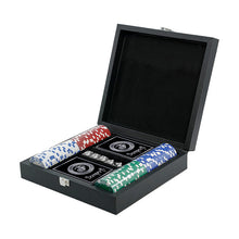 Load image into Gallery viewer, USMC Poker Set With Two Decks of Cards, Dice Black Leather Box
