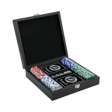 Load image into Gallery viewer, USMC Poker Set With Two Decks of Cards, Dice Black Leather Box
