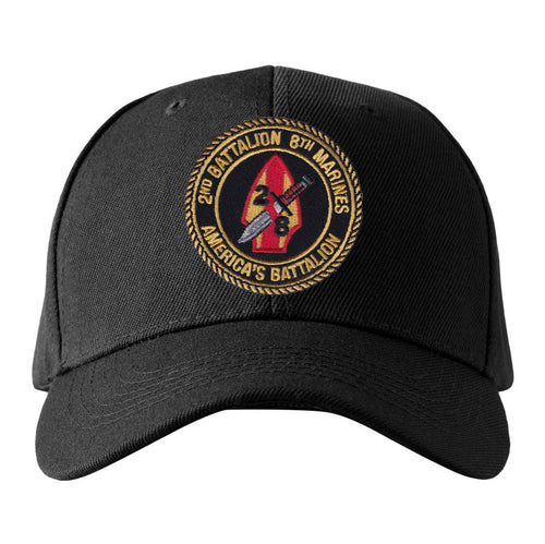 2nd Battalion 8th Marines Unit Logo Black Embroidered Flex Fit Hat