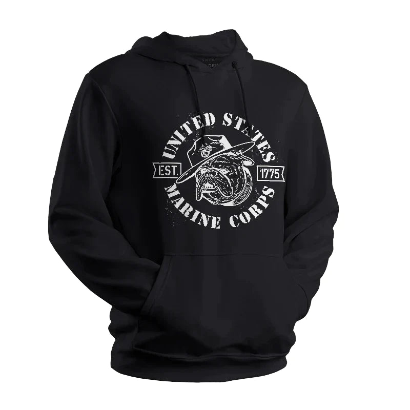 USMC Old School Devil Dog Est 1775 Black Sweatshirt