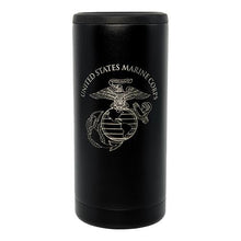 Load image into Gallery viewer, USMC Skinny Thin Black Can Cooler
