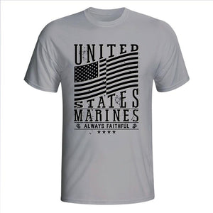 United States Marines Waving Flag Grey T-Shirt