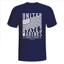Load image into Gallery viewer, United States Marines Waving Flag Navy Blue T-Shirt
