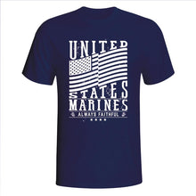 Load image into Gallery viewer, United States Marines Waving Flag Navy Blue T-Shirt
