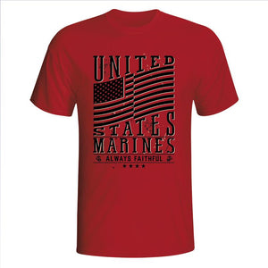 United States Marines Waving Flag Red T-Shirt