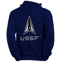 Load image into Gallery viewer, USSF Sweatshirt - United States Space Force Hoodie for spacemen navy blue color
