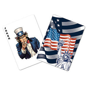 US Flag Patriotic Playing Cards and Dice Set, Wooden Box American Flag Card Set and Dice