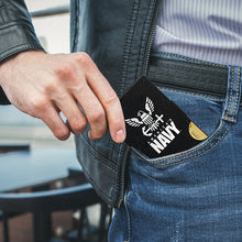 Load image into Gallery viewer, Metal RFID wallet America&#39;s Navy wallet with money clip
