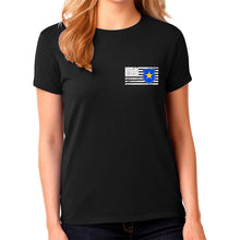 Load image into Gallery viewer, Ladie&#39;s Police T-Shirt - First Responder Shirt for Women, Thin blue line shirt for women, back the blue, back the badge, Police apparel for women, ladie&#39;s police t-shirt
